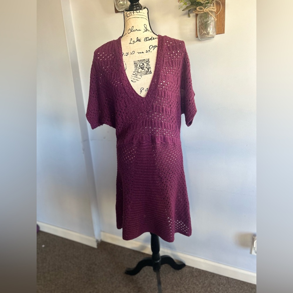 Parkhurst open knit sweater mini‎ dress